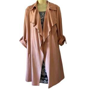 Marc New York Blush Pink Buttery Faux Suede Coat Duster Woman Size Large